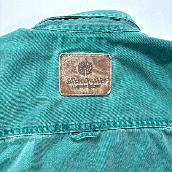 VTG Silicon Graphics Computer Systems Mens Button Down Shirt Green Sz XL Tech - Picture 2 of 7